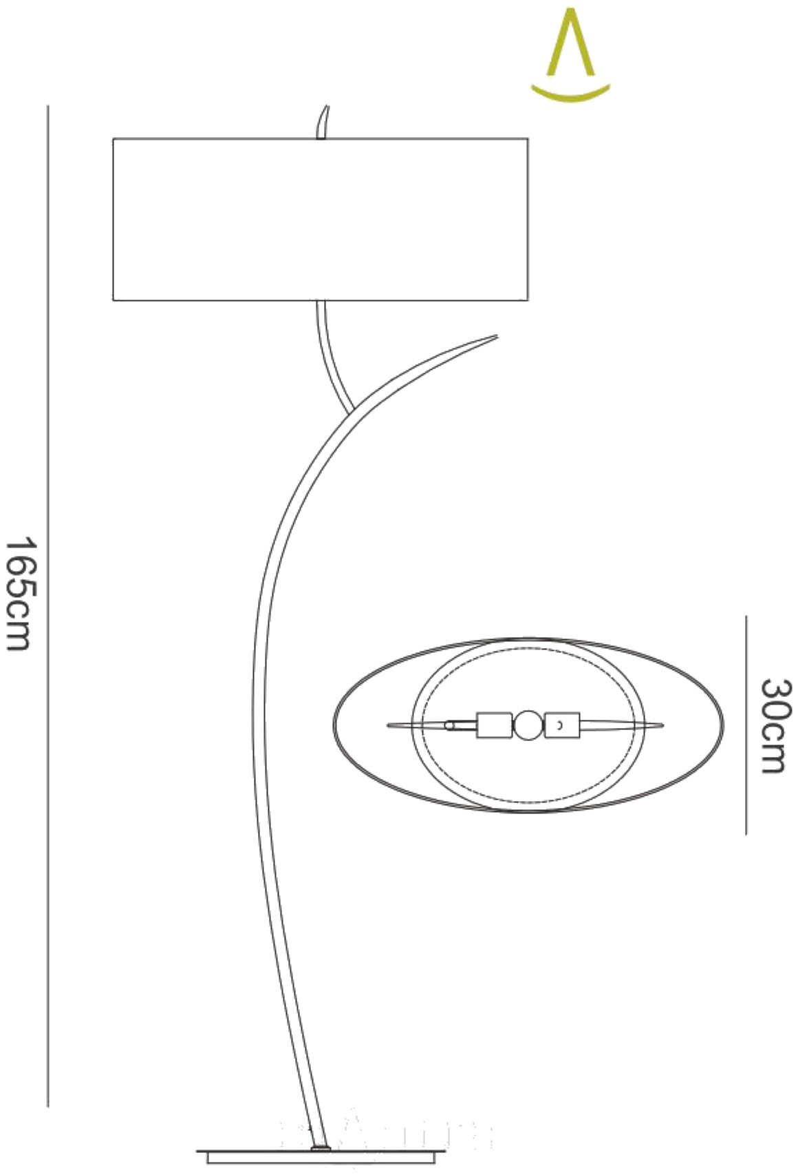M1139/BS  Eve 165cm Floor Lamp 2 Light